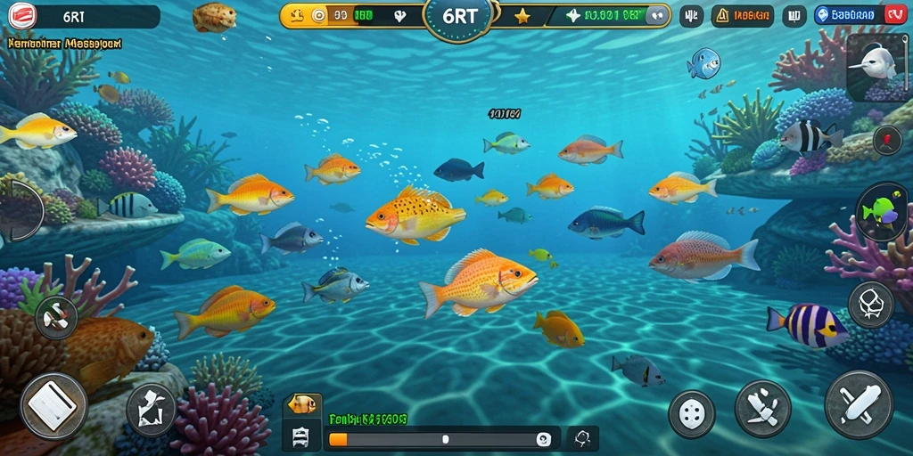 Gameplay seru dengan menembak ikan di laut yang indah.
