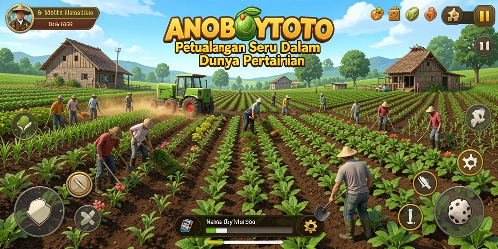 Screenshot gameplay ANOBOYTOTO menampilkan aktivitas bertani yang seru.