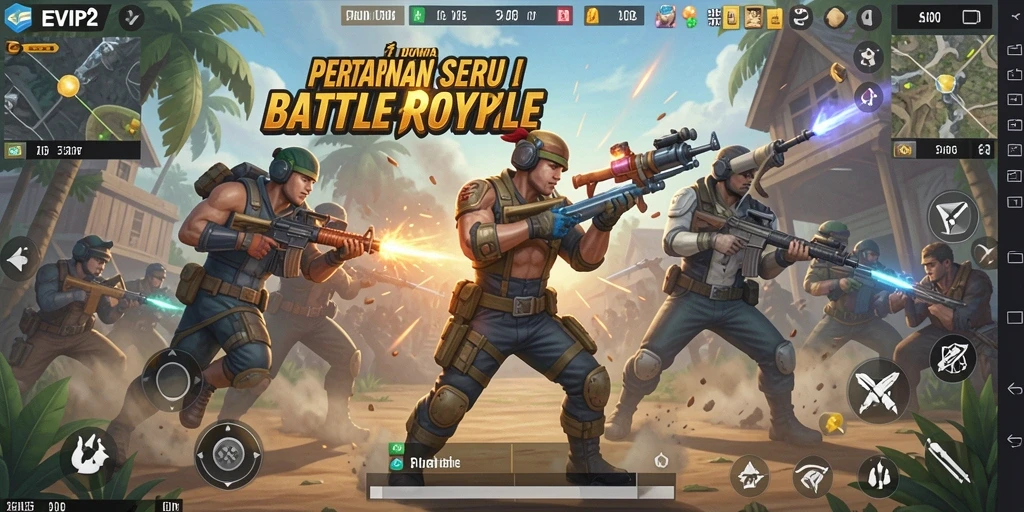 Gameplay dinamis dan seru di dunia Battle Royale EVIP2.