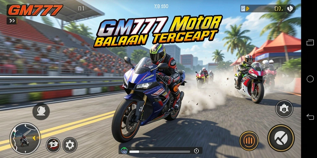 Tampilan menarik gameplay balapan motor di GM777.