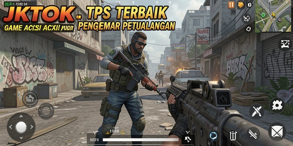 Tampilan gameplay JKTOK yang menegangkan dalam pertempuran TPS.