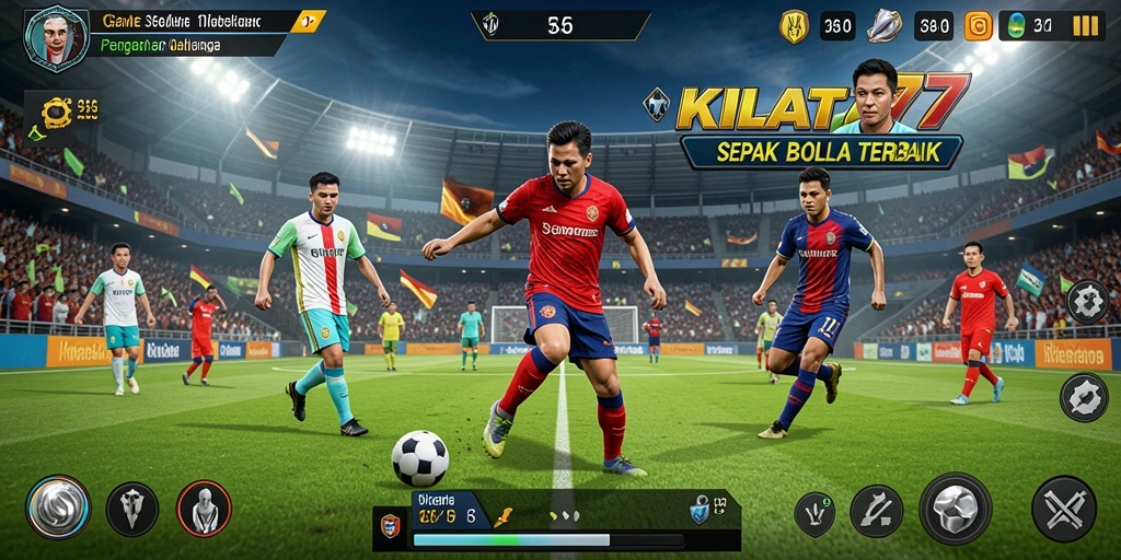 Tampilan gameplay KILAT77 yang menegangkan di lapangan sepak bola.
