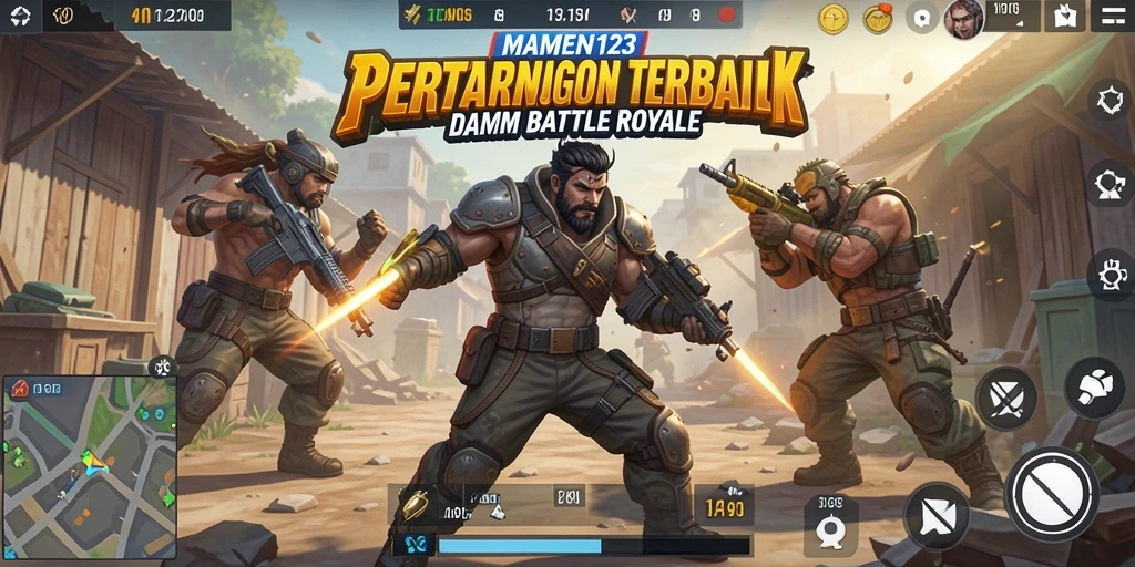 Tampilan gameplay MAMEN123 yang intens dan mendebarkan dalam Battle Royale.