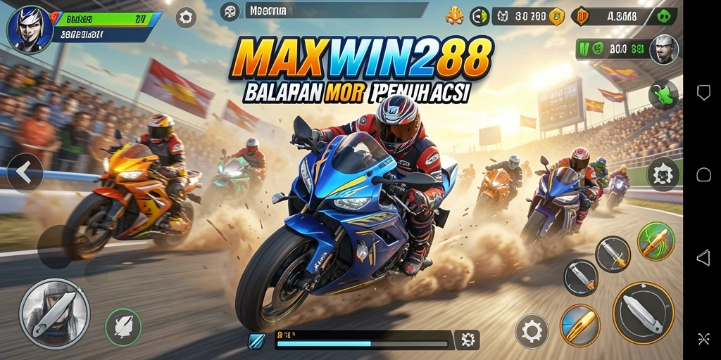 Tampilan balapan motor yang seru dan penuh aksi di MAXWIN288.
