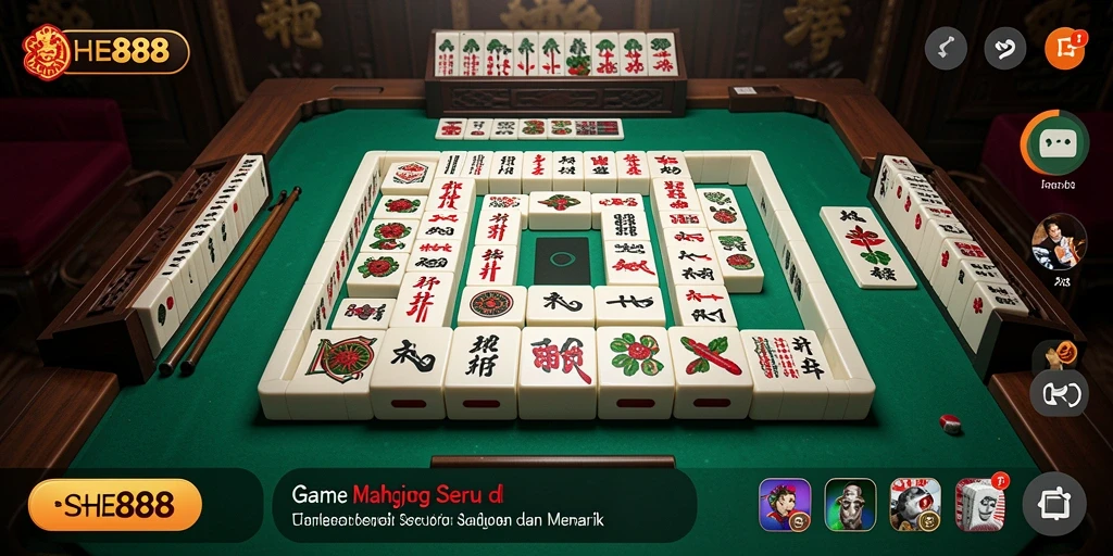 Tampilan gameplay seru SHE888 dengan elemen Mahjong klasik.