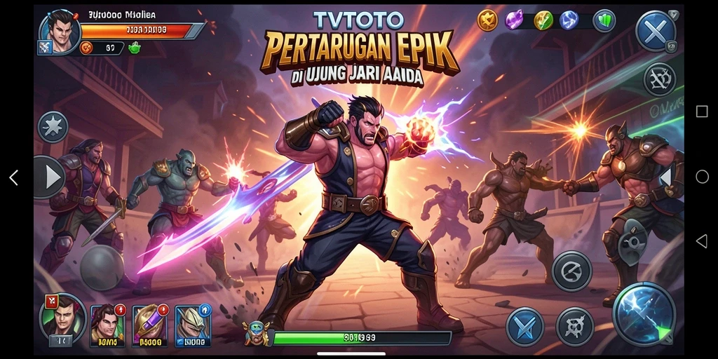 Tangkapan layar gameplay TVTOTO menampilkan aksi pertarungan yang intens.
